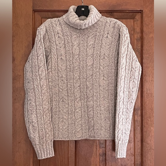 Aran Crafts Irish Wool Cable Knit Turtleneck Sweater - Picture 1 of 4